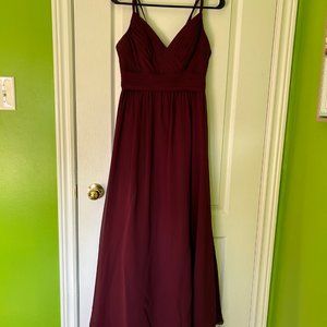 Women's Red Wine Color Bridesmaid Dress